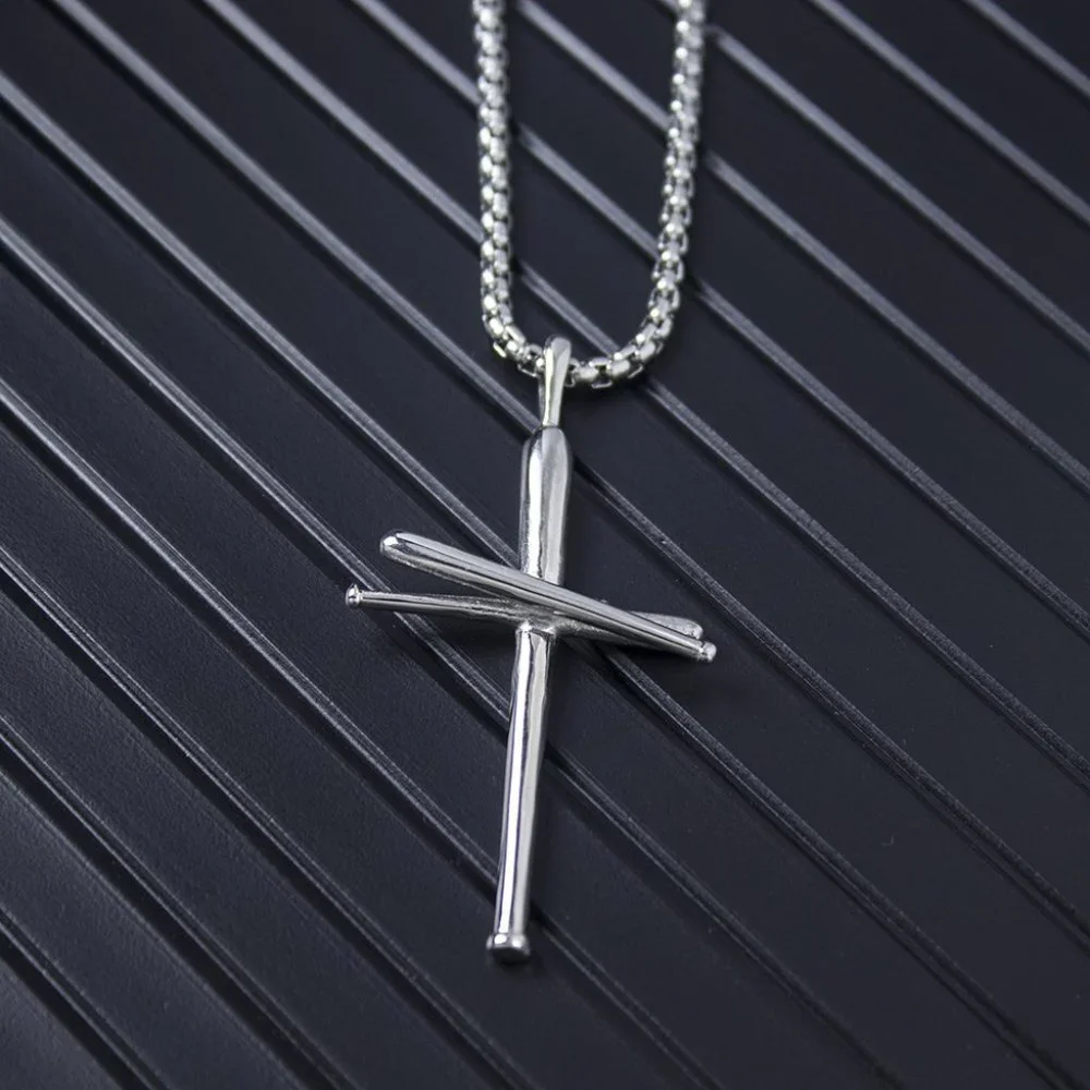 ❤️Punk rivet nail cross couple pendant necklace for women/men, N90201P218